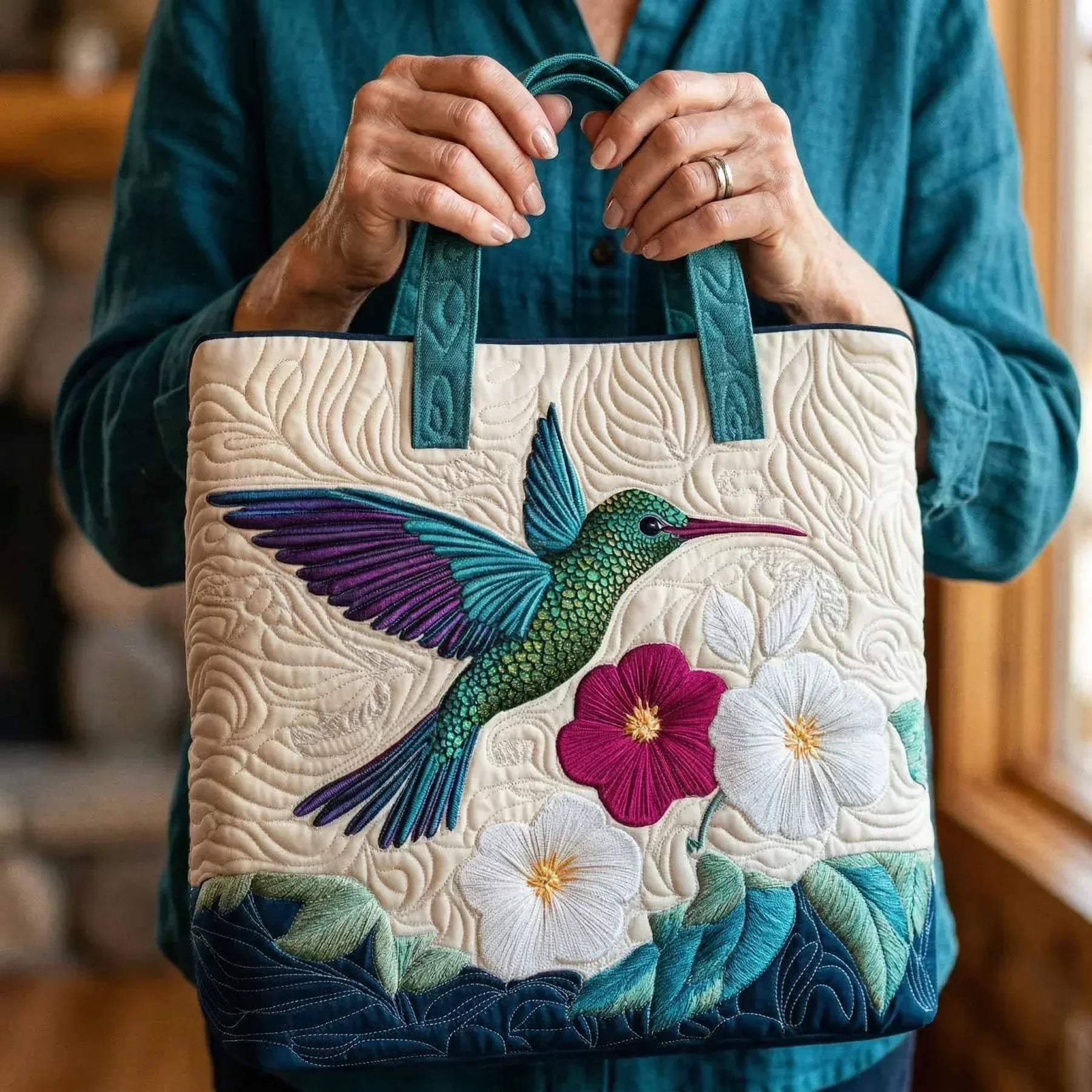 Ariella | Geantă de zi, quilted, făcută manual