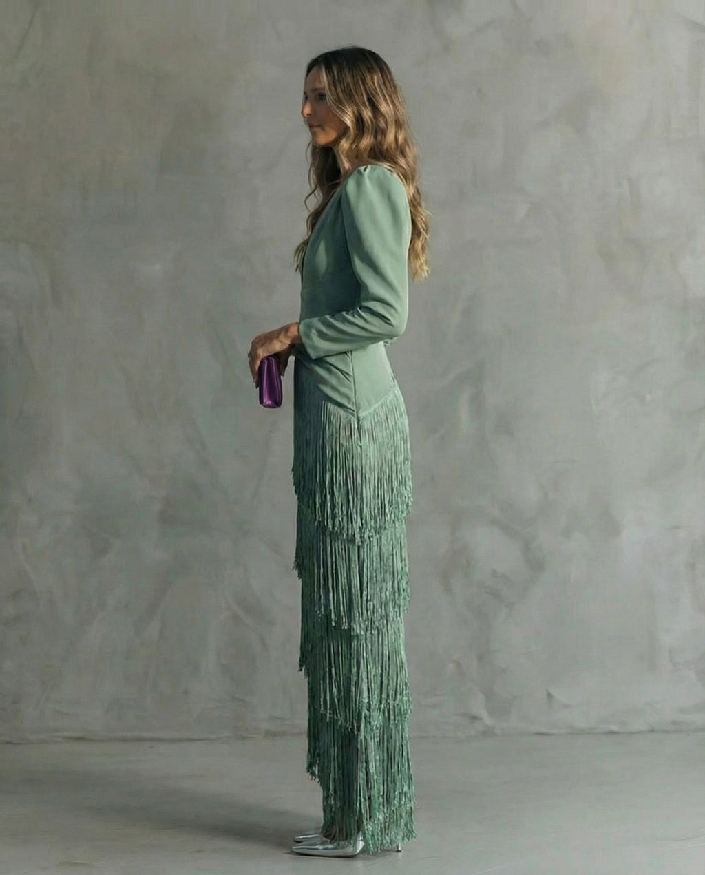 Clara · Rochie elegantă cu mâneci cu franjuri