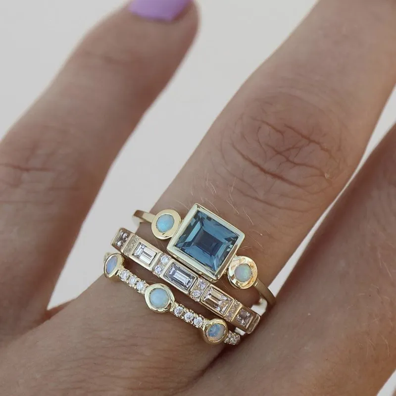 Josephine - Inel vintage din cristal albastru