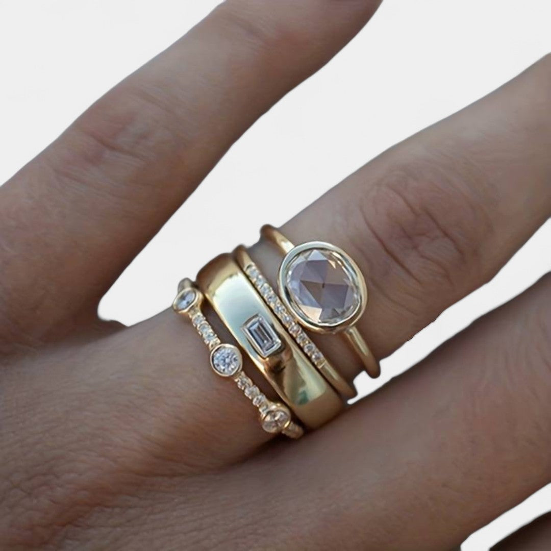 Lydia - Set de inele vintage din aur cu zirconii