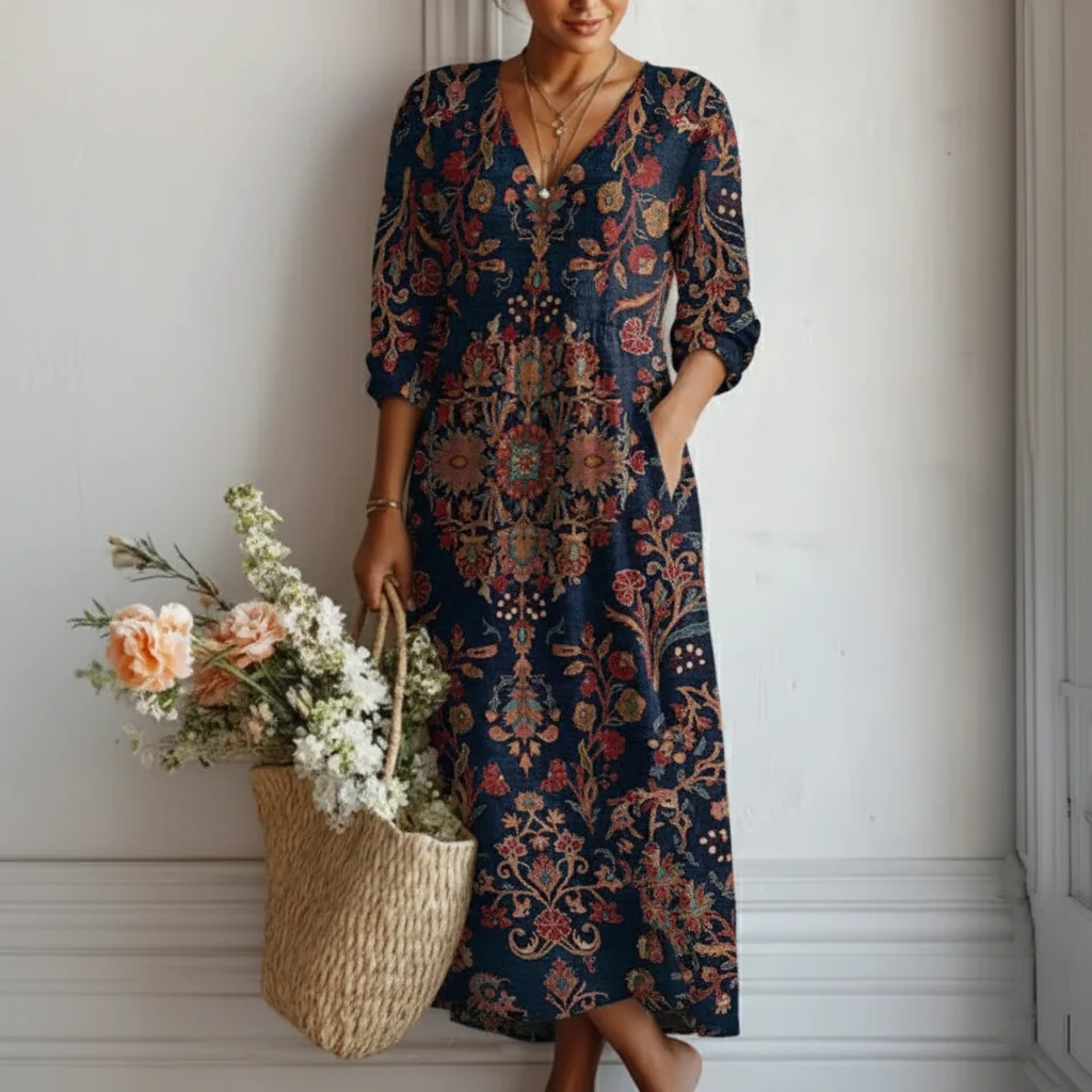 Leire | Rochie Lungă cu Stil Etnic