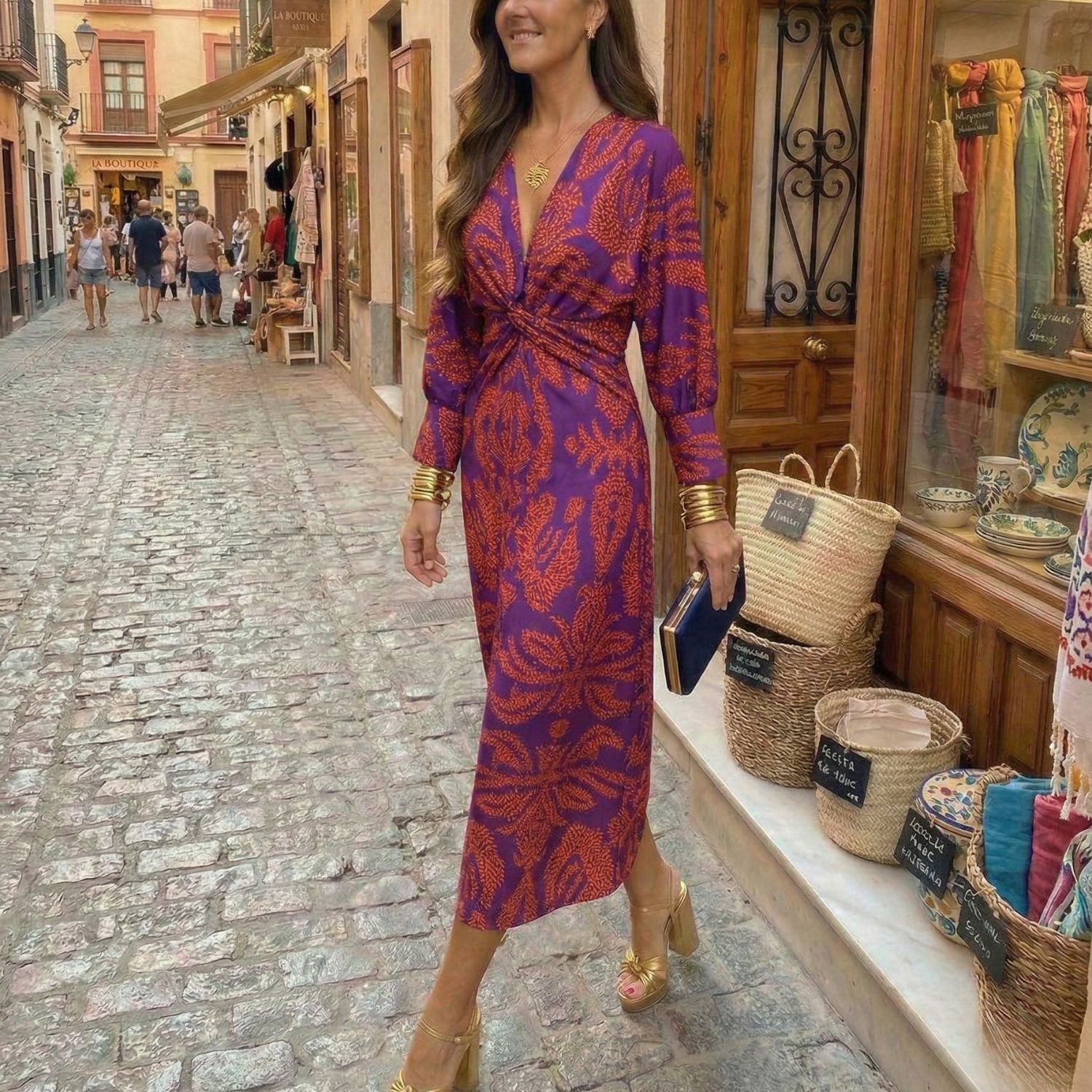 Isadora™ – Rochie Midi Elegantă cu Un Model de Farmec Atemporal