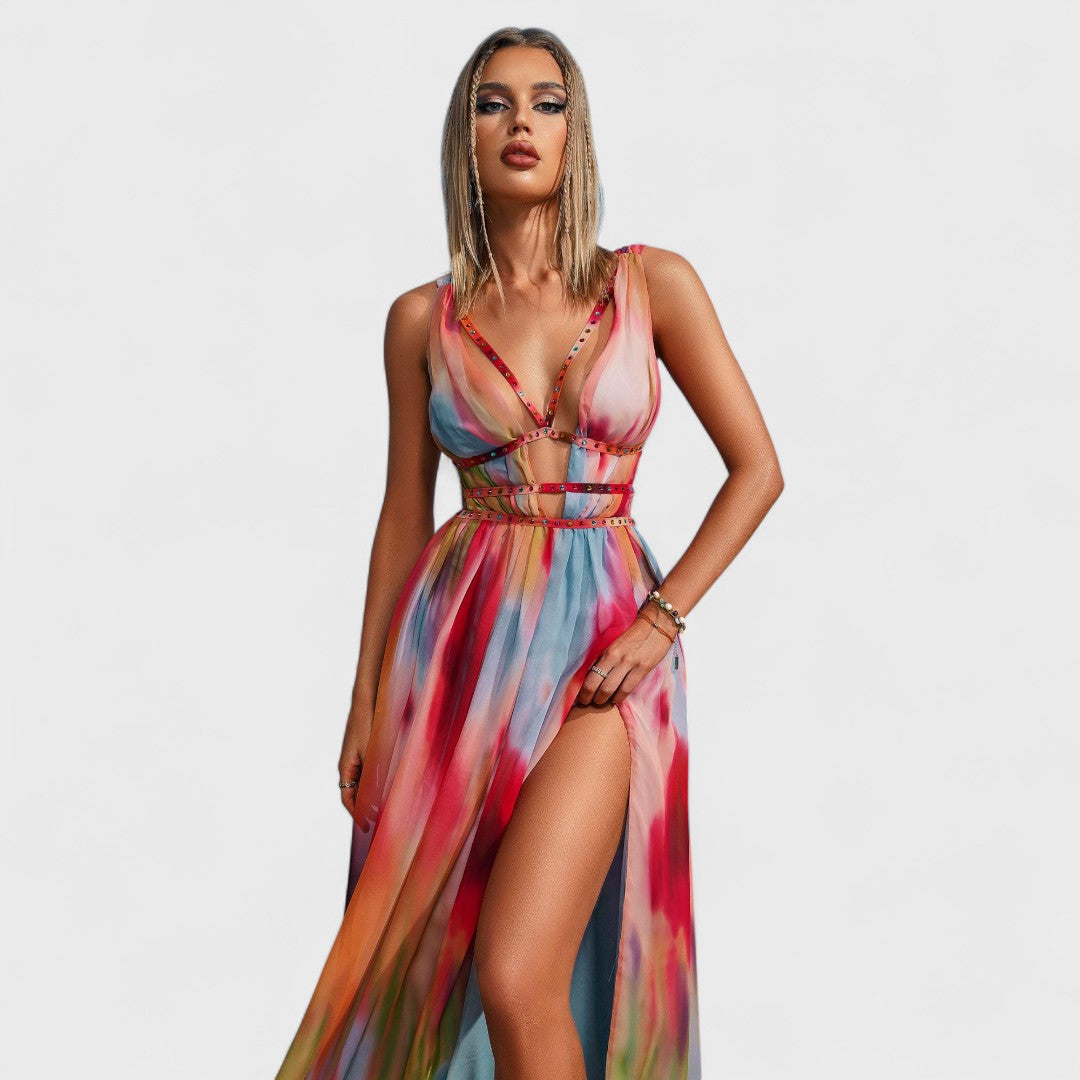 Freya - Rochie Lungă Pictată