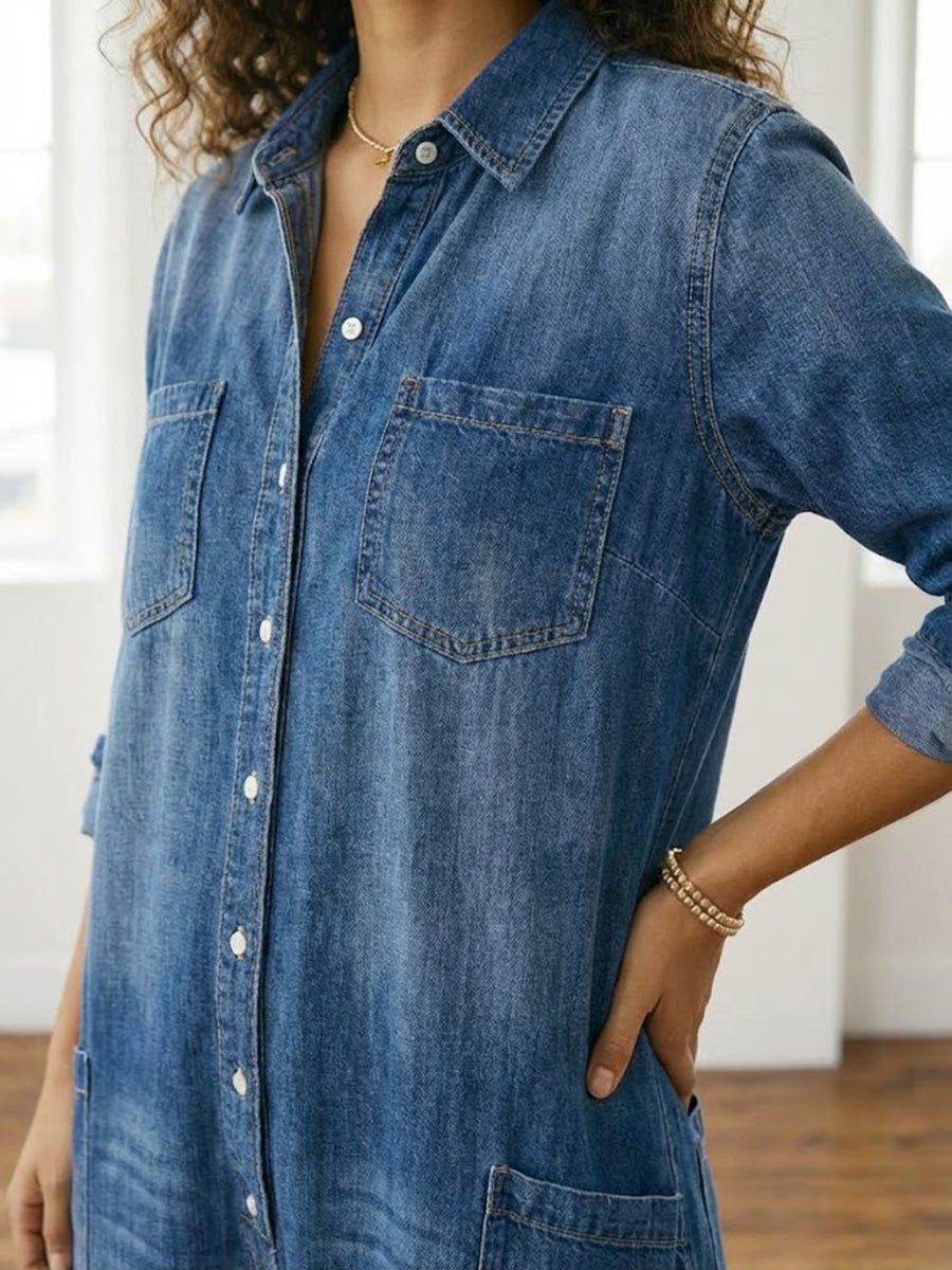 Diana™ | Salopetă vintage din denim cu nasturi
