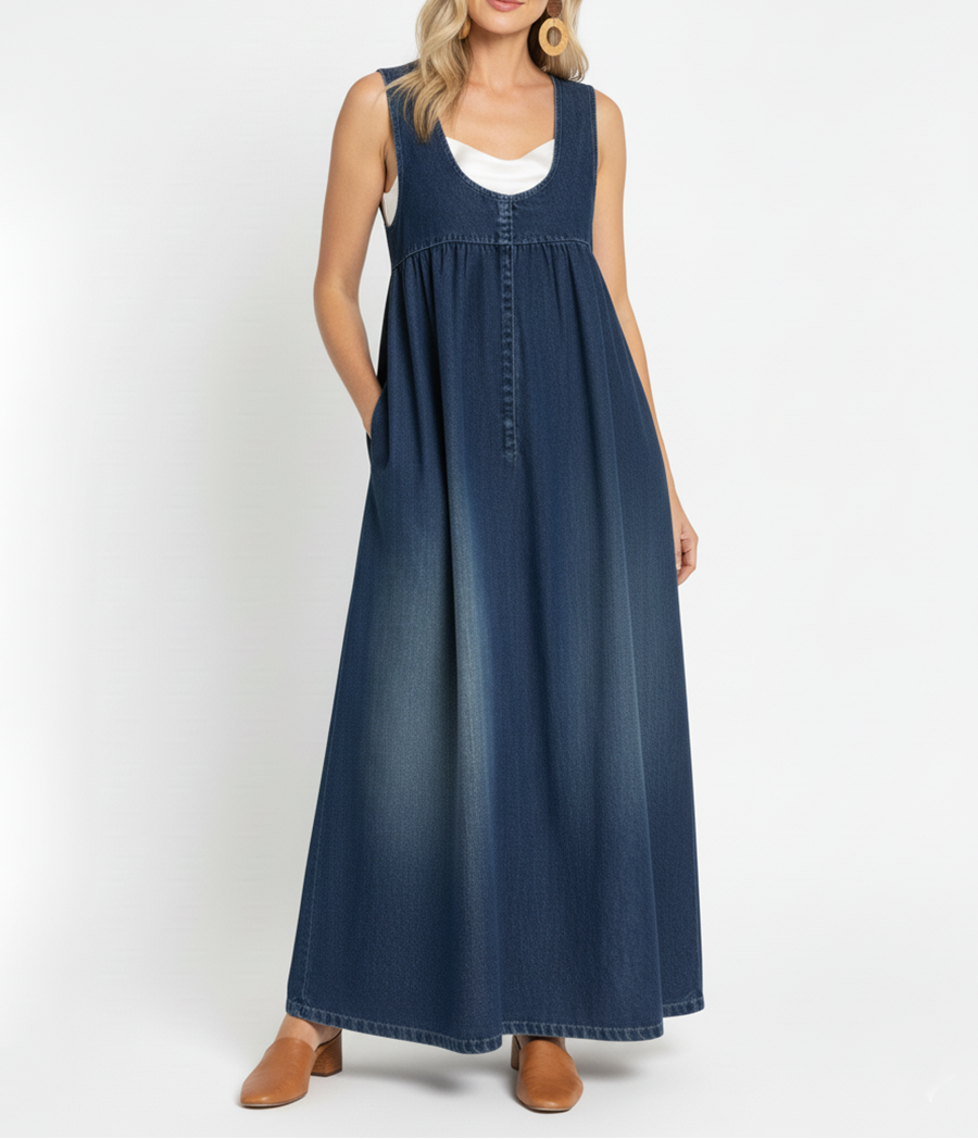 Karen™ | Rochie lungă din denim spălat