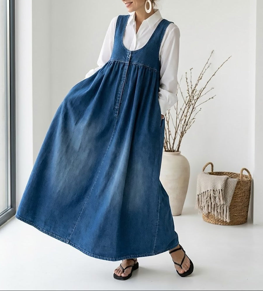 Karen™ | Rochie lungă din denim spălat