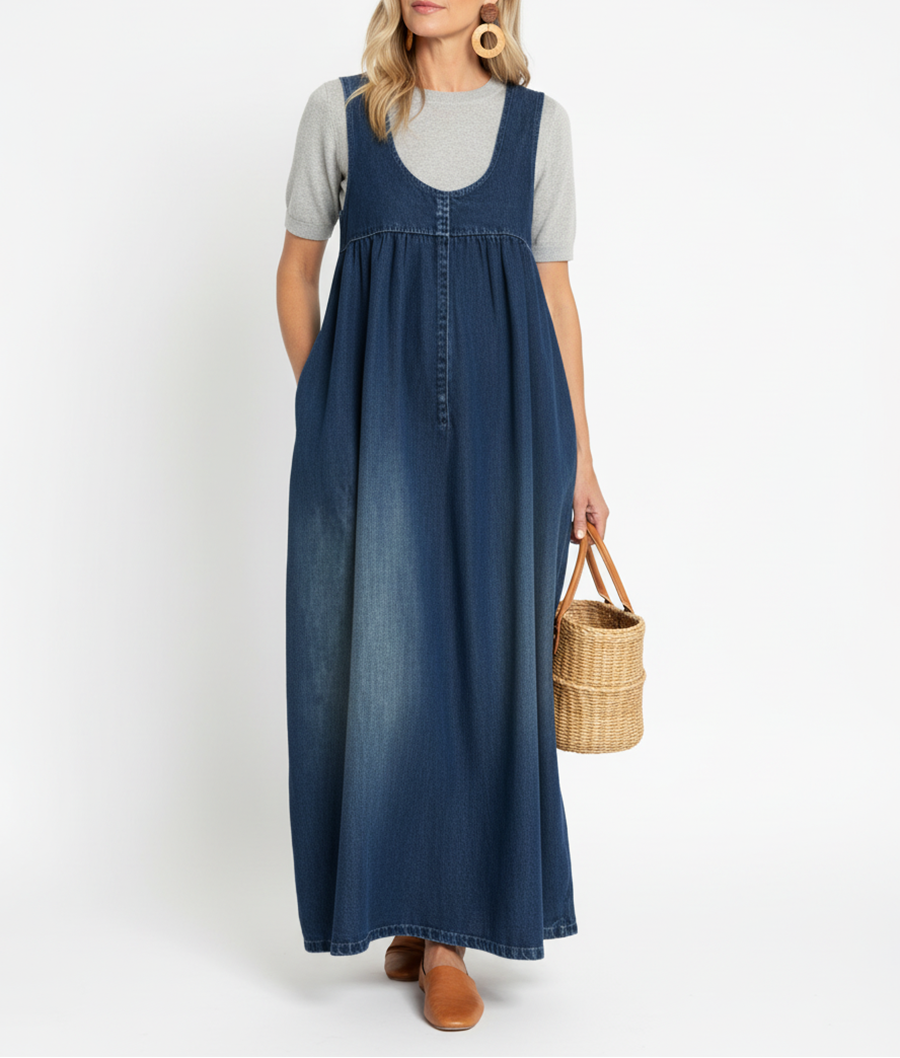 Karen™ | Rochie lungă din denim spălat