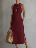 Jimena - Rochie midi din in cu guler Mao