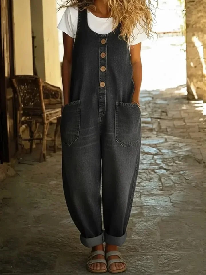 Ruth™ | Salopetă din denim de bumbac spălat