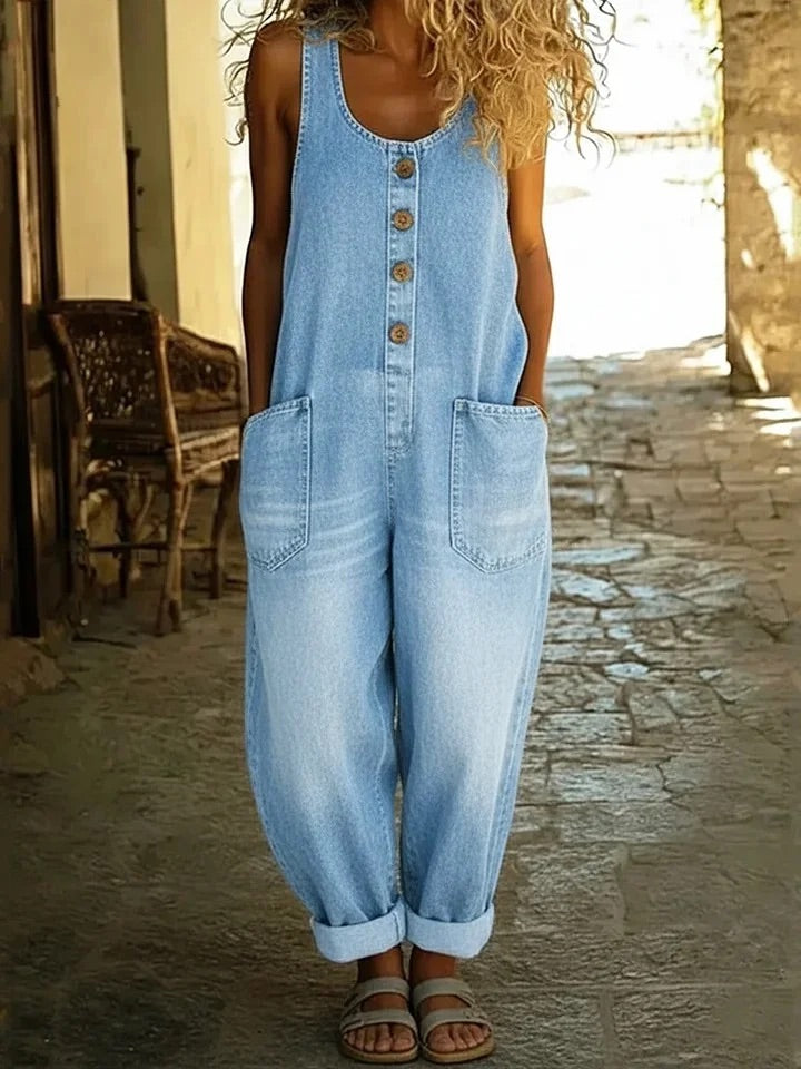 Ruth™ | Salopetă din denim de bumbac spălat