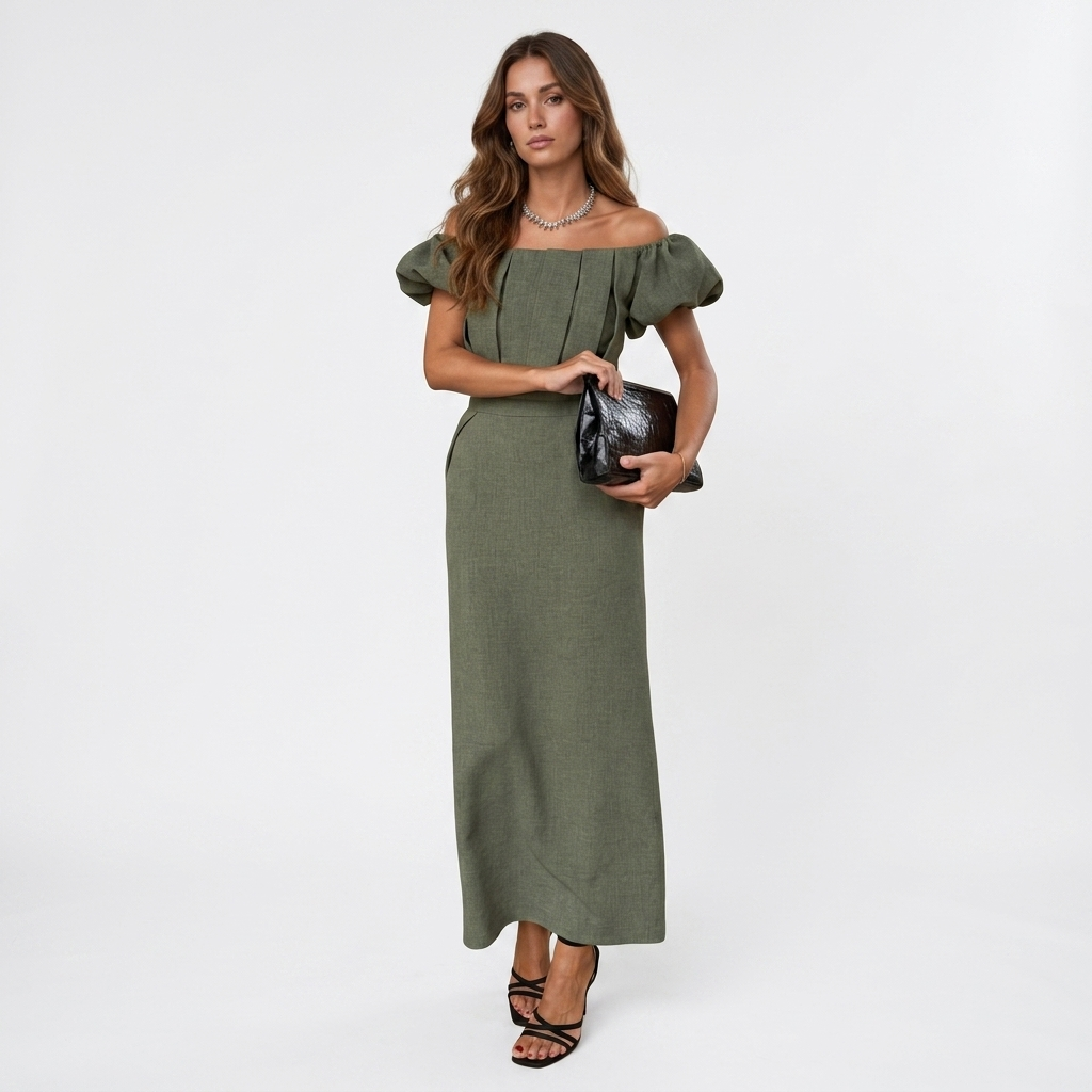 JASMINE | Rochie midi elegantă cu talie evidențiată și stil de seară atemporal