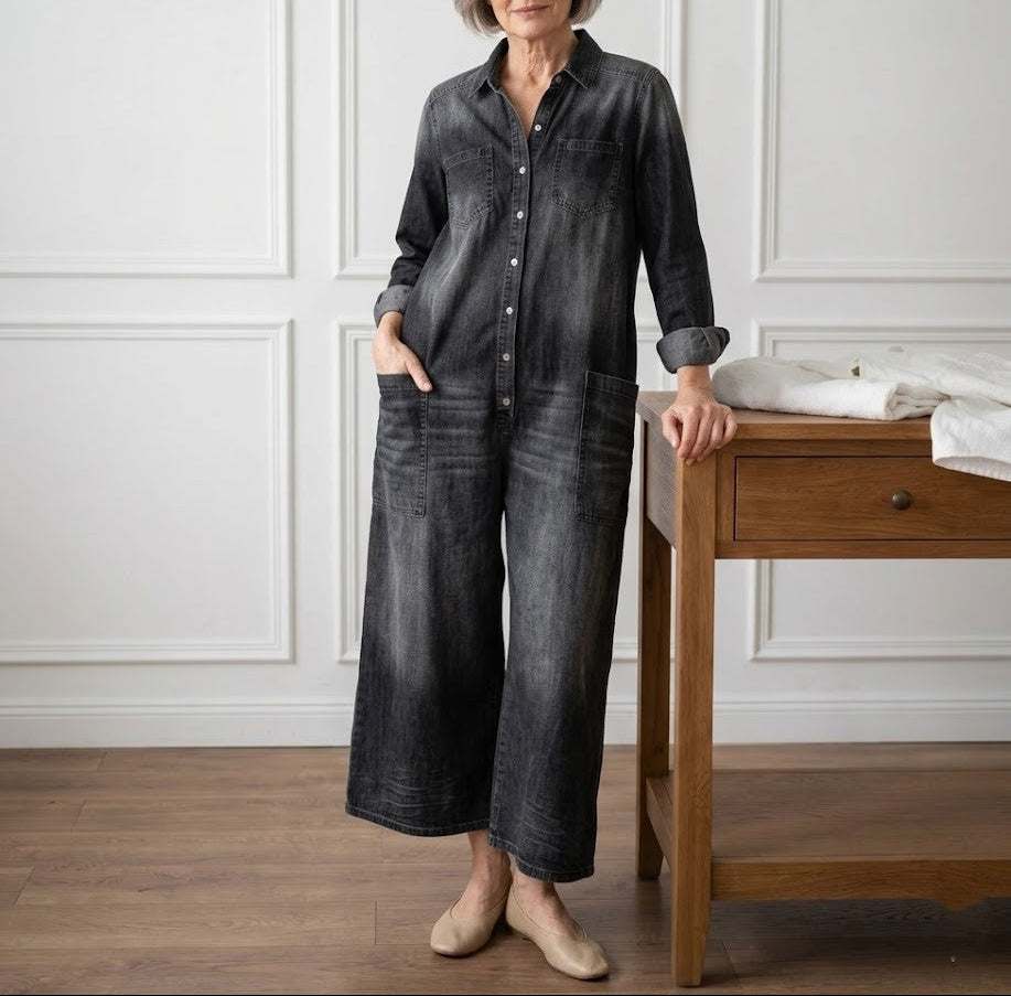 Diana™ | Salopetă vintage din denim cu nasturi