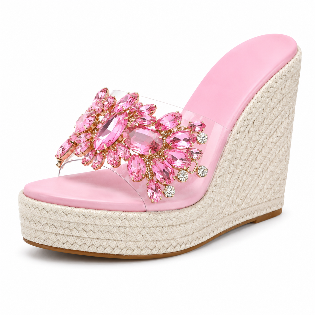 Isabella Sandale Wedge cu Cristale